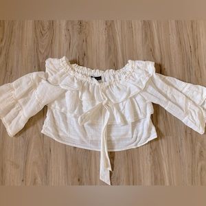 White Blue Blush Pink Lily Blouse